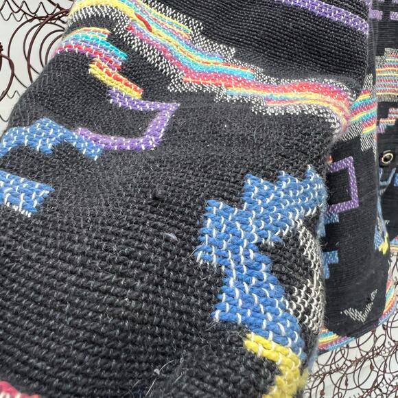 Vintage 90s ITF neon southwestern Aztec stripe woven tapestry jacket - Picture 4 of 9